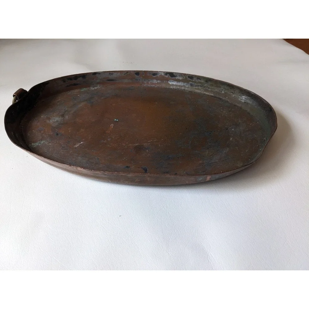Antique Duparquet Copper Oval Roasting Gratin Pan 13 x 9 In NYC 112 w 22nd